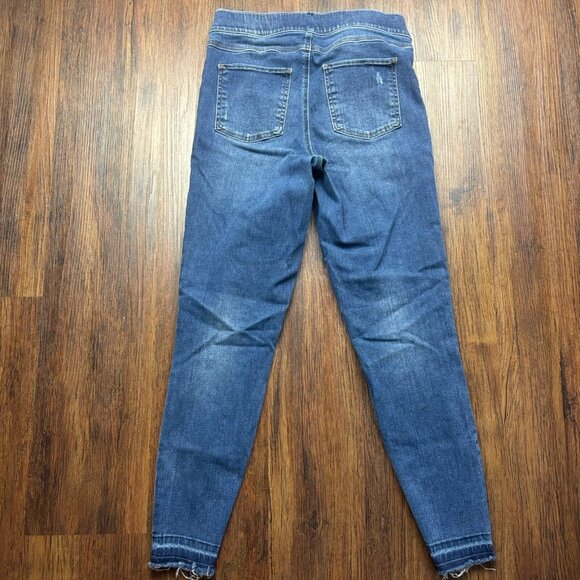 Spanx Skinny Pull On Jeans Medium Wash Distressed Women’s Size Medium - Picture 2 of 11